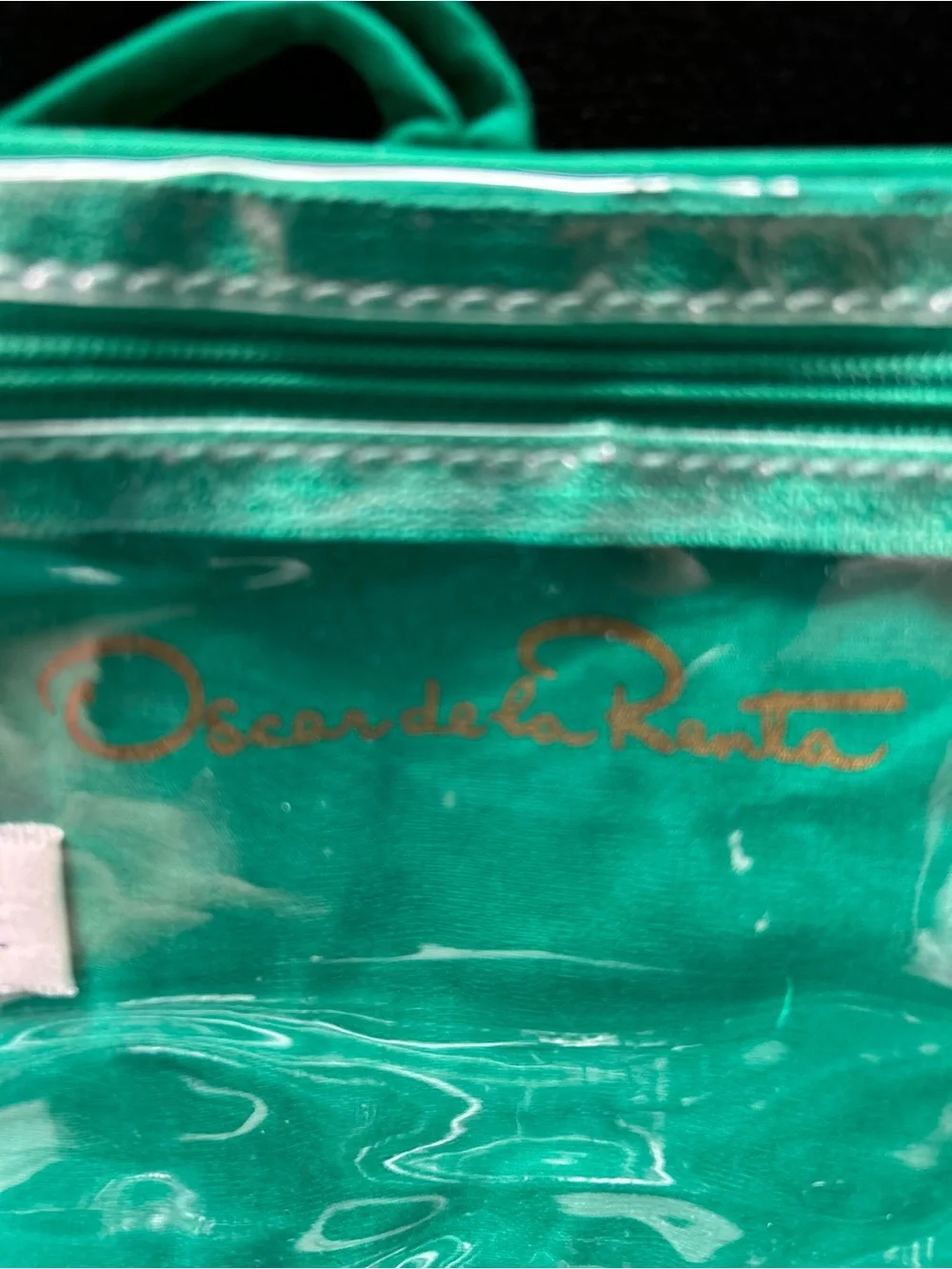 Vintage Oscar de la Renta blue and yellow baroque-print cosmetic pouch